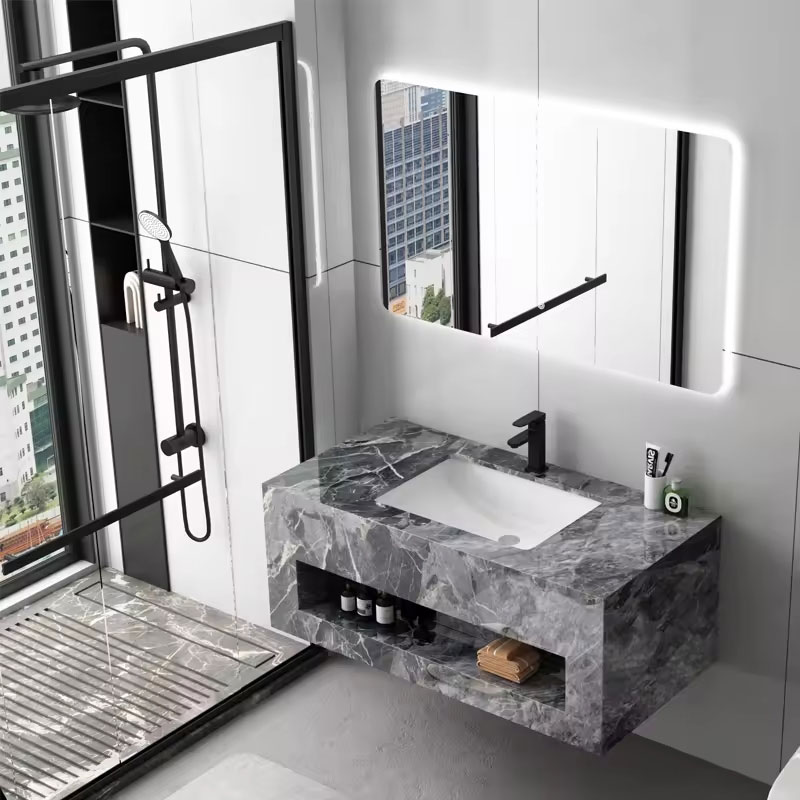 مجموعه کابینت سینک حمام آینه LED